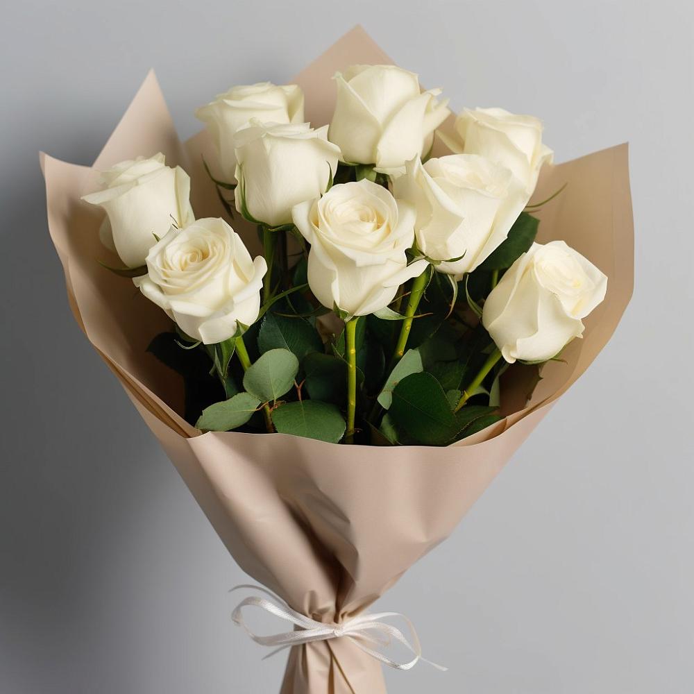 Букет 9 Белых роз Эдлесс Лав в Андревское