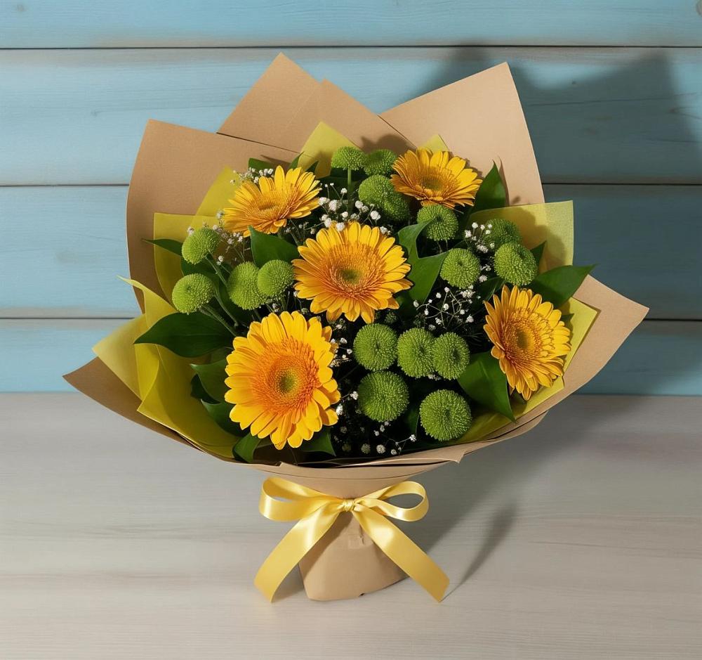 Букет цветов из: Герберы и Хризантемы в Андревское