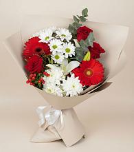 Букет цветов из:  Розы, Хризантемы, Герберы и Лилии в Андревское