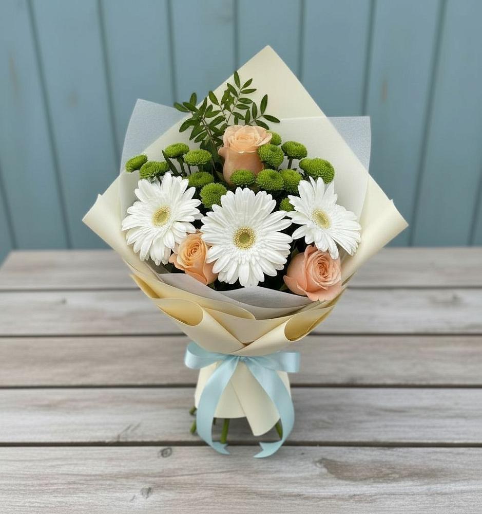 Букет цветов из: Герберы, Розы и Хризантемы в Андревское