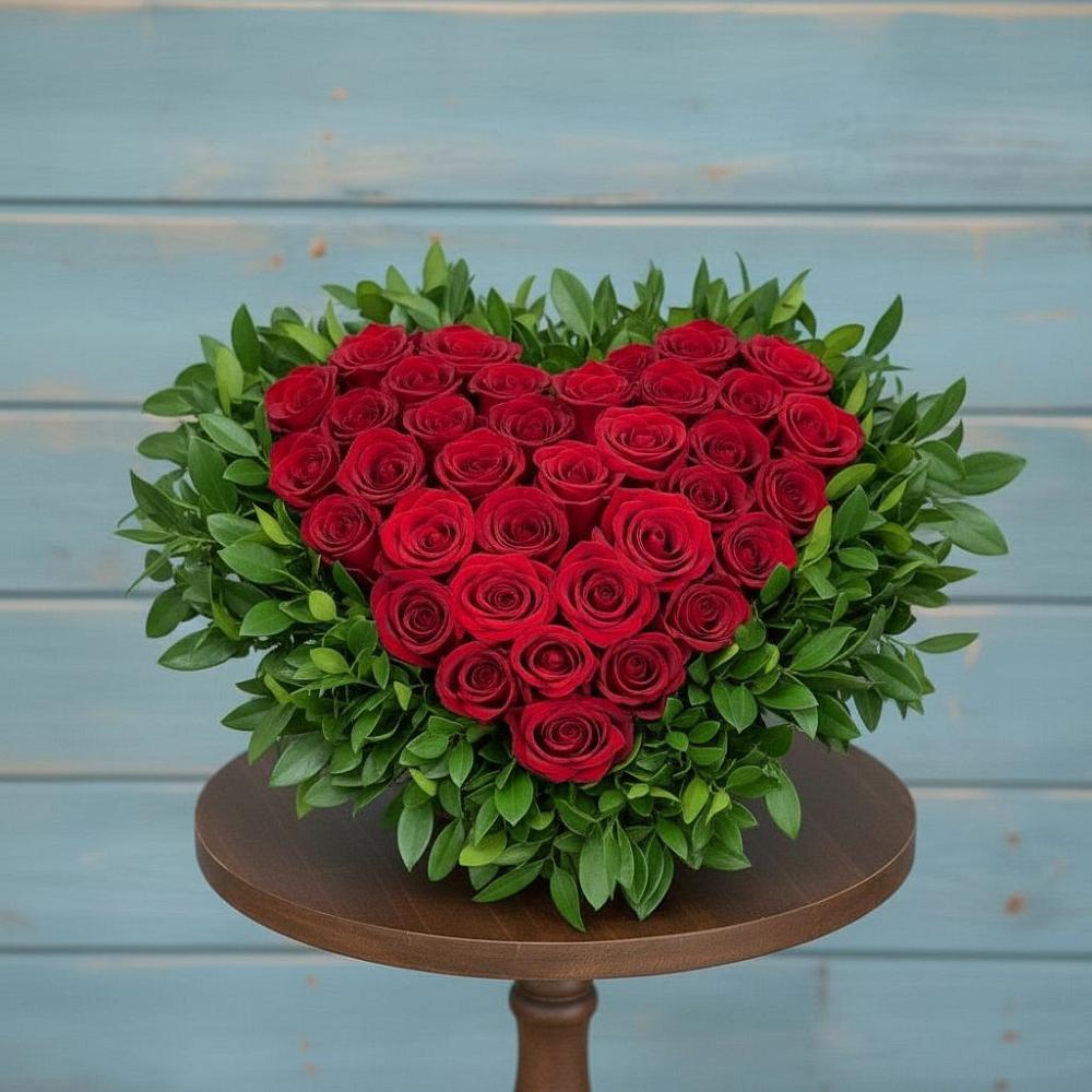 Цветочная композиция из Розы в виде сердца в Андревское