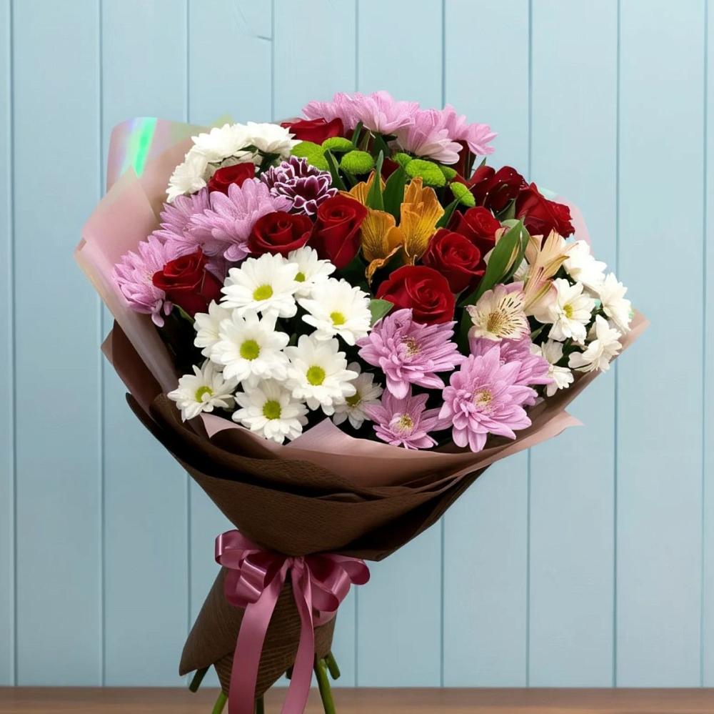 Букет цветов из: Розы, Хризантемы и Альстромерии в Андревское