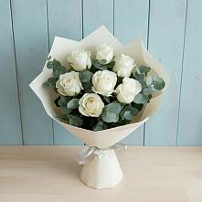 Букет Белые розы в Эвкалипте в Андревское