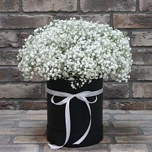 Цветочная композиция из Гипсофила в шляпной коробке в Андревское
