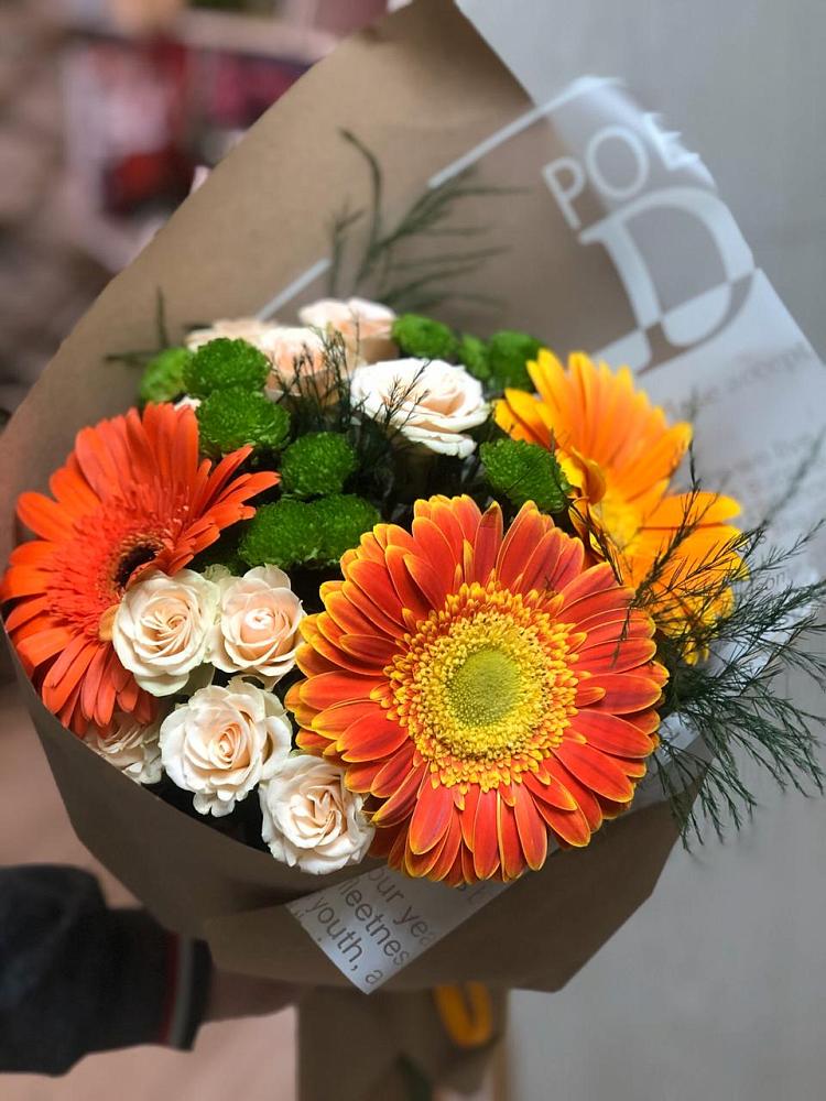 Букет цветов из: Герберы, Хризантемы и Розы в Андревское