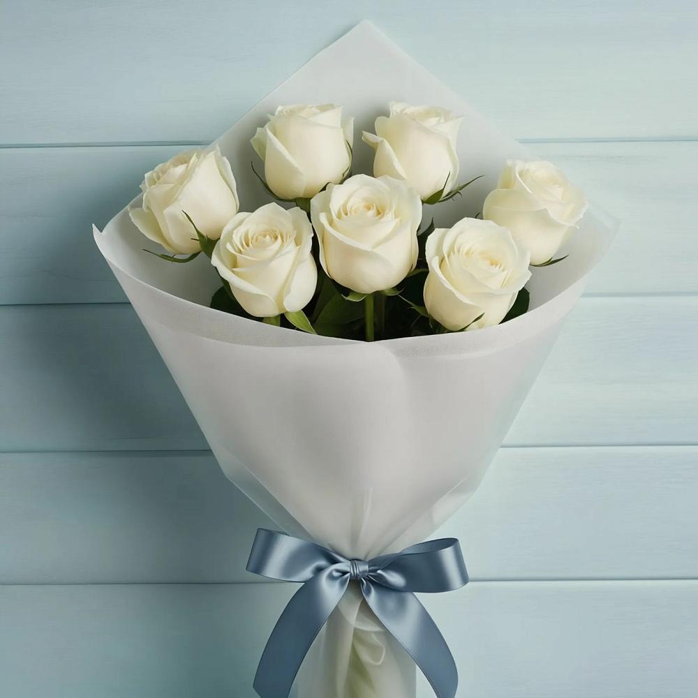 Букет 7 Белых роз Эдлесс Лав в Андревское