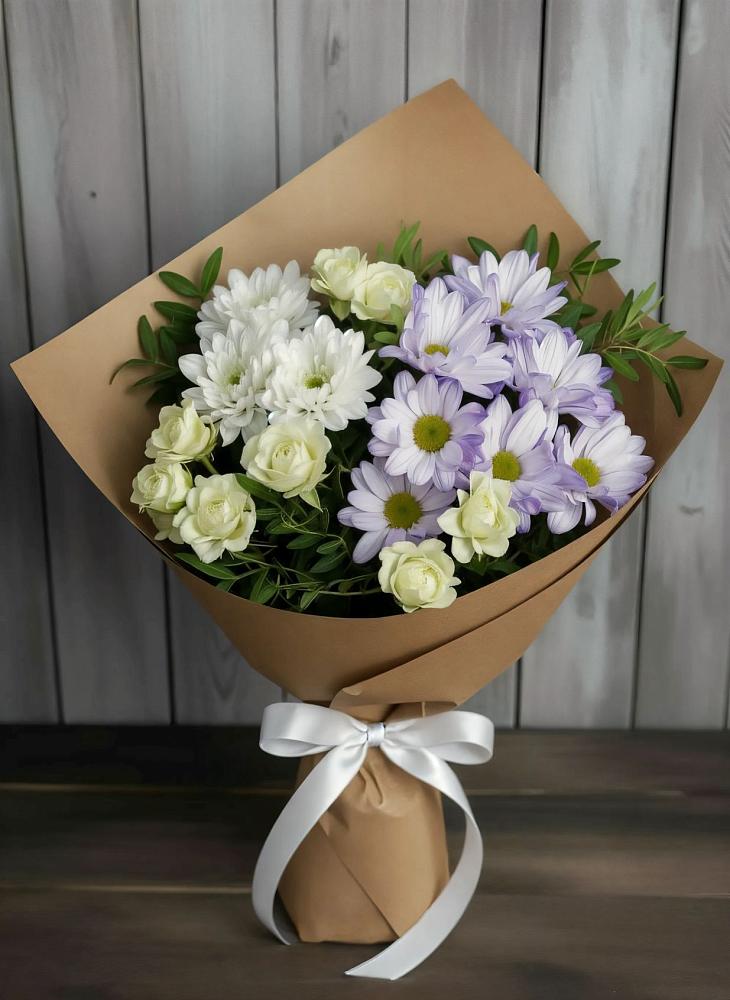 Букет цветов из: Хризантемы и Розы в Андревское